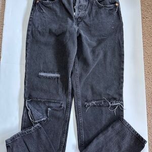 &Denim by H&M black button fly strait leg jean size 2
